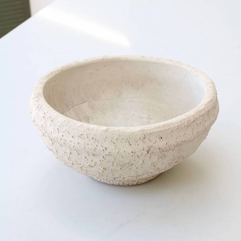 NEW PD HOME & GARDEN textured decorative bowl in whitewashed